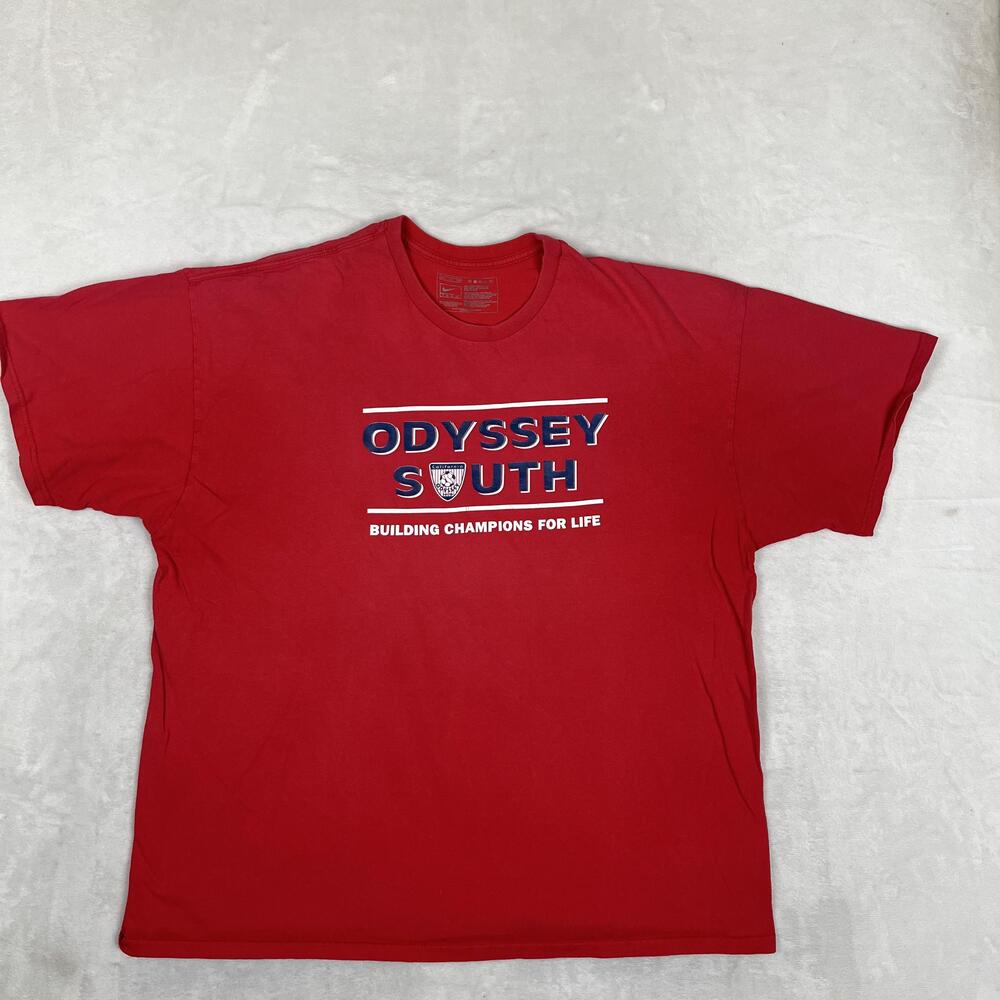 Vintage Nike California Odyssey Soccer Club T-Shirt Mens 2XL Red Nike Swoosh